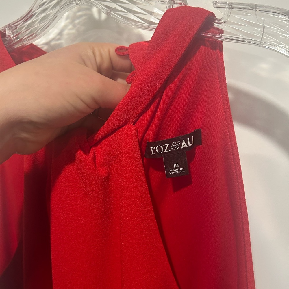 Roz & Ali Red Halter Top Jumpsuit Sz 10 - Picture 3 of 5